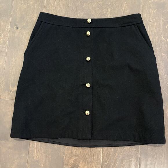 LOFT Skirt Womens 6 Wool Blend Button Front Pockets Lined Classic Mini Preppy - Picture 1 of 11